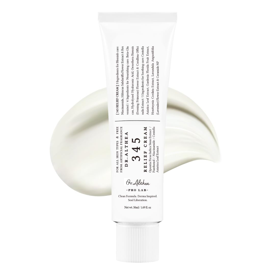 Or.Althea 345 Relief Cream, Daily Face Moisturizer, Blemish Relief Care, Soothing Recovery & Moisture, Korean Vegan Skin Care for All Skin Types, 1.69 Fl Oz (Pack of 1)
