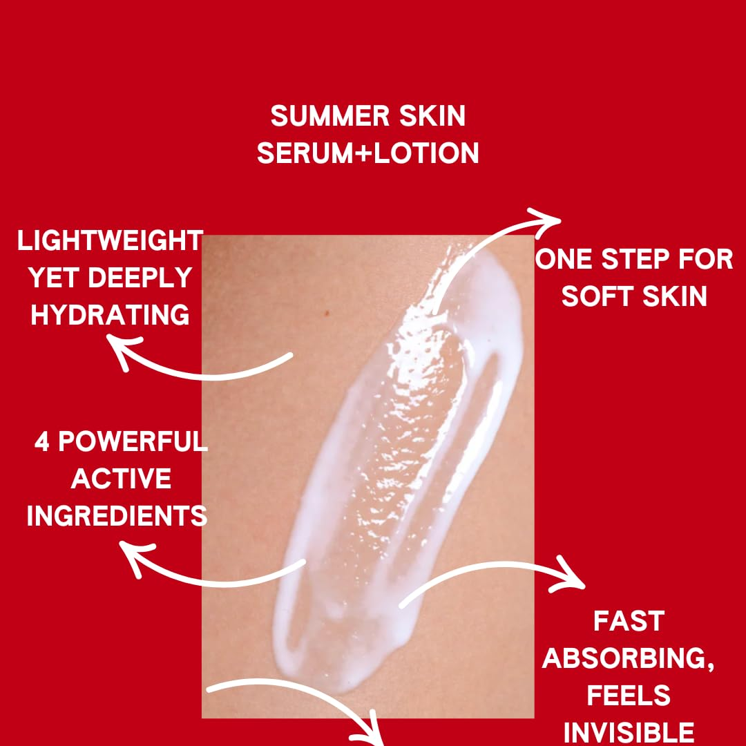 ABL AMÉ Summer Skin Body Serum/Lotion Hybrid - Hydrating, Softening and Repairing Body Lotion- Niacinamide + Saccharide Isomerate + Vitamin B5 + Oat Extract - 150ml/5.1 Fl oz.