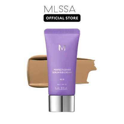 [MLSSHA Official] M Perfect Cover Serum BB Cream (35ml) - Bifida Ferment Lysate Serum-Infused BB Cream for Anti-Aging Skin Rejuvenation, Skin Tint, Tinted Moisturizer, Skin Care Foundation Makeup,Superfood Complex,Glass Skin CardiBB OGBB PurpleBB