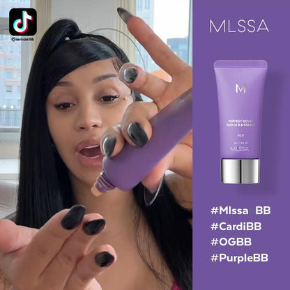 [MLSSHA Official] M Perfect Cover Serum BB Cream (35ml) - Bifida Ferment Lysate Serum-Infused BB Cream for Anti-Aging Skin Rejuvenation, Skin Tint, Tinted Moisturizer, Skin Care Foundation Makeup,Superfood Complex,Glass Skin CardiBB OGBB PurpleBB