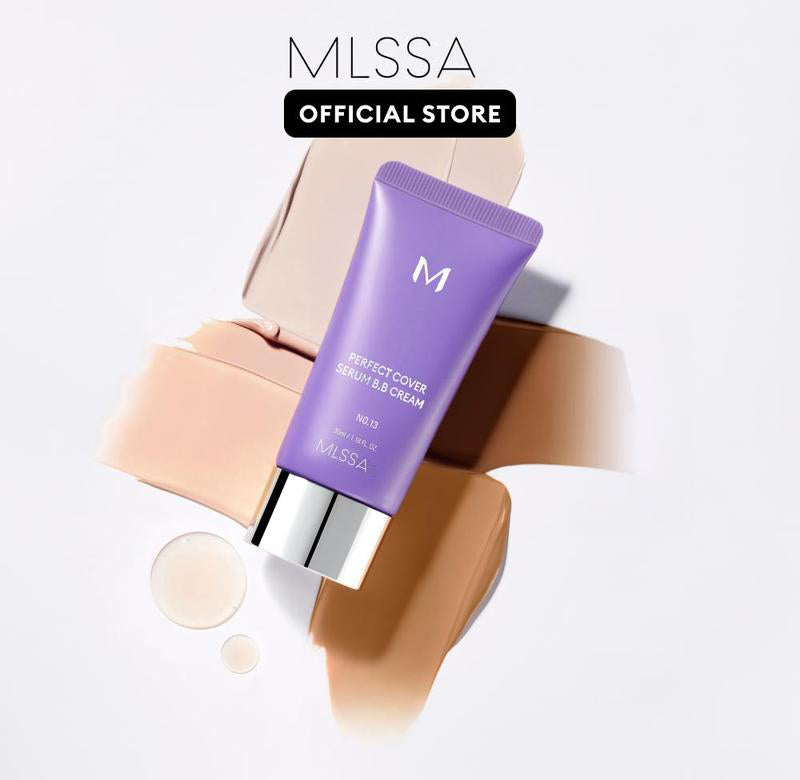 [MLSSHA Official] M Perfect Cover Serum BB Cream (35ml) - Bifida Ferment Lysate Serum-Infused BB Cream for Anti-Aging Skin Rejuvenation, Skin Tint, Tinted Moisturizer, Skin Care Foundation Makeup,Superfood Complex,Glass Skin CardiBB OGBB PurpleBB